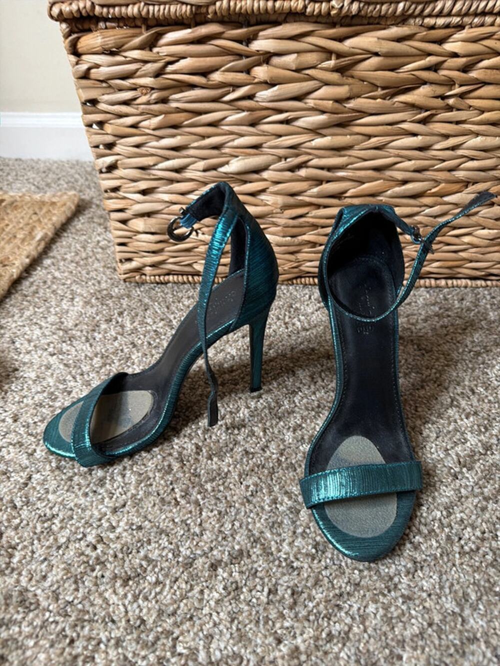 3 for $9 Charlotte Russe ankle strap heel iridescent blue 6 630
